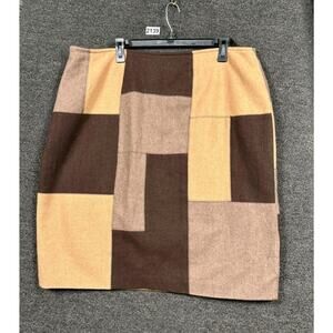 Pierre Cardin Wool Blend Pencil Skirt Womens Sz 20W Patchwork Brown Beige Lined